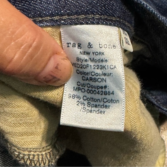 Rag & Bone New York Fit to Slim Classic Blue Denim Jeans  36 x 28 - Picture 7 of 11